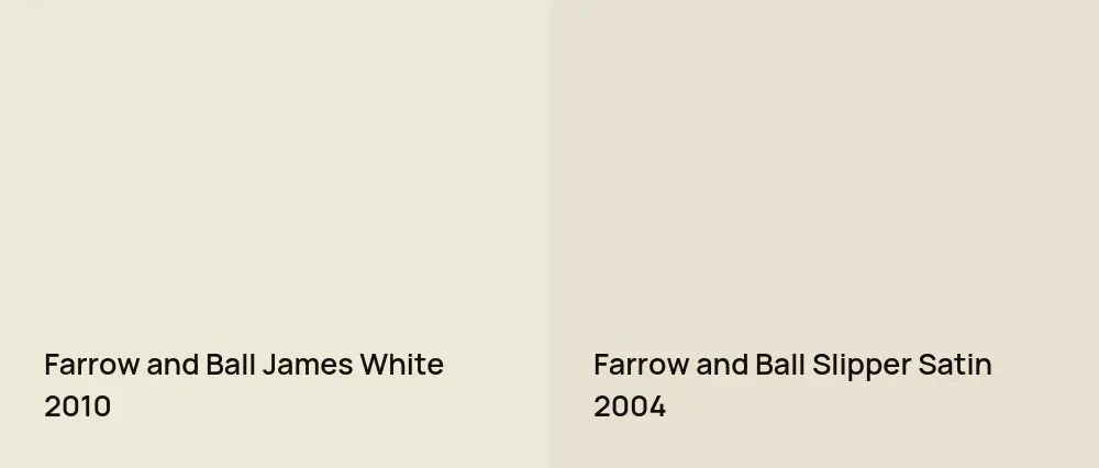 Farrow and Ball James White 2010 vs Farrow and Ball Slipper Satin 2004