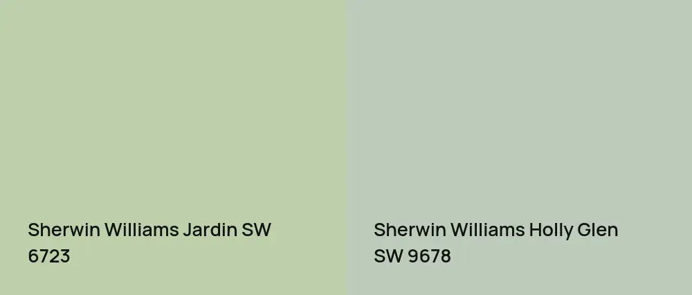 Sherwin Williams Jardin SW 6723 vs Sherwin Williams Holly Glen SW 9678