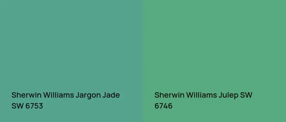 Sherwin Williams Jargon Jade SW 6753 vs Sherwin Williams Julep SW 6746