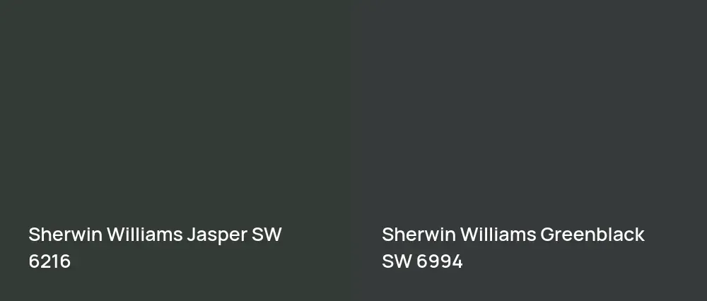 Sherwin Williams Jasper SW 6216 vs Sherwin Williams Greenblack SW 6994
