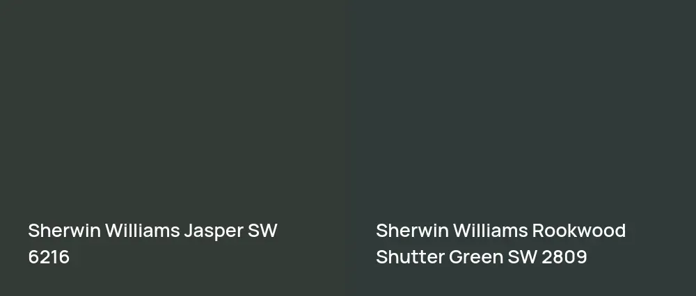 Sherwin Williams Jasper SW 6216 vs Sherwin Williams Rookwood Shutter Green SW 2809