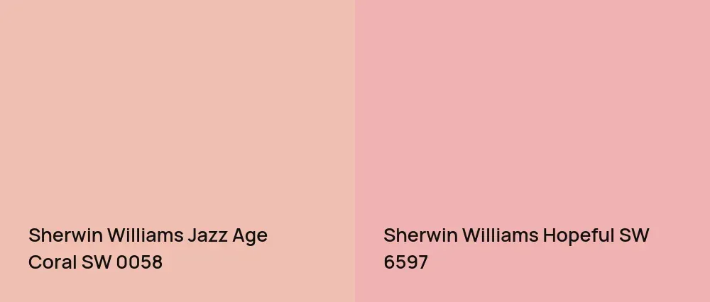 Sherwin Williams Jazz Age Coral SW 0058 vs Sherwin Williams Hopeful SW 6597