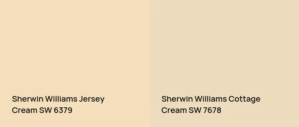 Sherwin Williams Jersey Cream SW 6379 vs Sherwin Williams Cottage Cream SW 7678