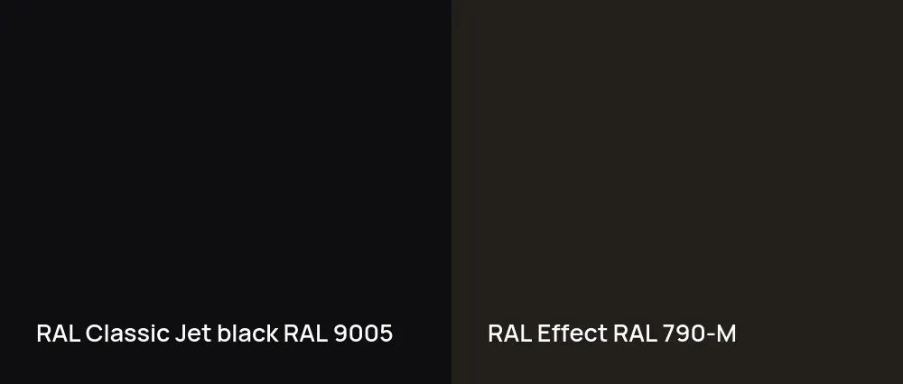 RAL Classic  Jet black RAL 9005 vs RAL Effect  RAL 790-M