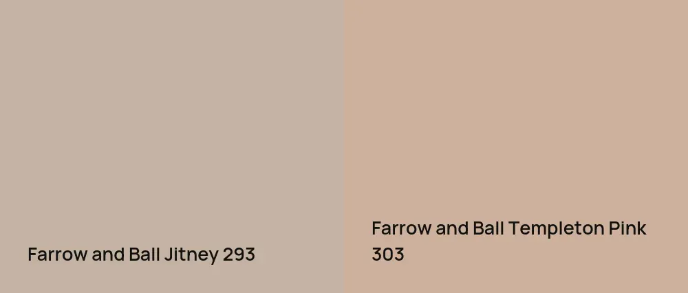 Farrow and Ball Jitney 293 vs Farrow and Ball Templeton Pink 303