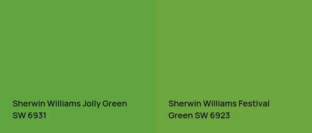 Sherwin Williams Jolly Green SW 6931 vs Sherwin Williams Festival Green SW 6923