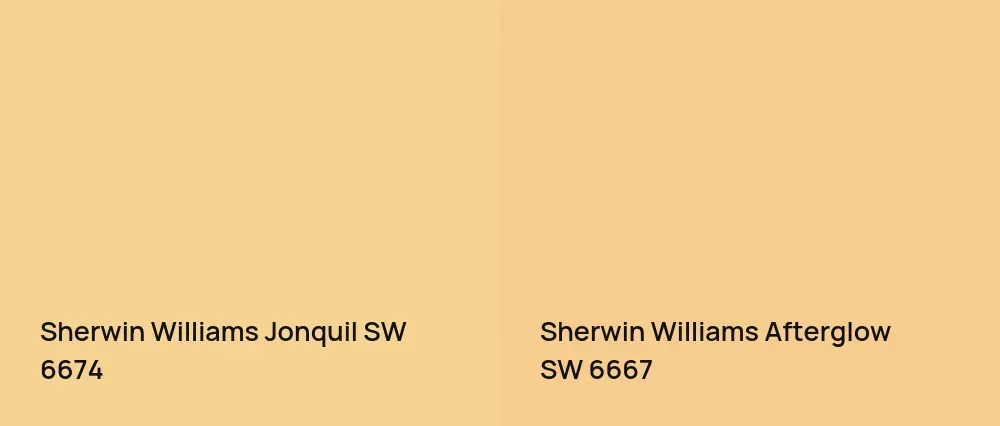 Sherwin Williams Jonquil SW 6674 vs Sherwin Williams Afterglow SW 6667