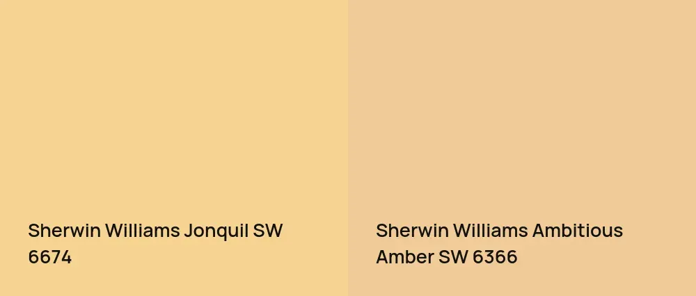 Sherwin Williams Jonquil SW 6674 vs Sherwin Williams Ambitious Amber SW 6366
