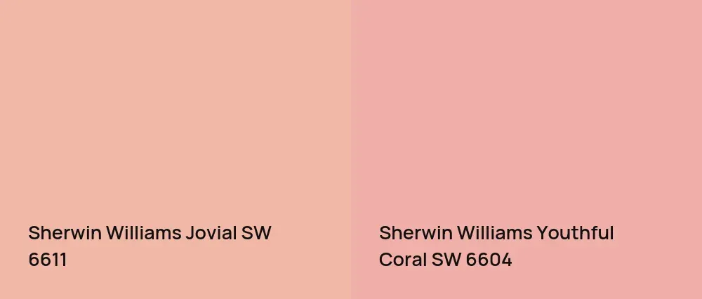 Sherwin Williams Jovial SW 6611 vs Sherwin Williams Youthful Coral SW 6604