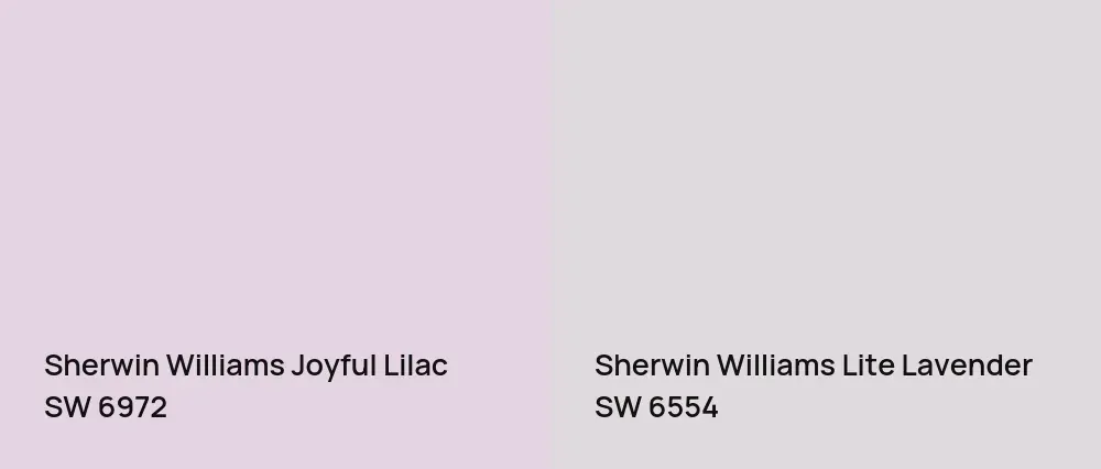 Sherwin Williams Joyful Lilac SW 6972 vs Sherwin Williams Lite Lavender SW 6554