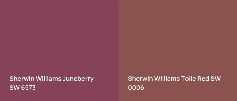 Sherwin Williams Juneberry SW 6573 vs Sherwin Williams Toile Red SW 0006