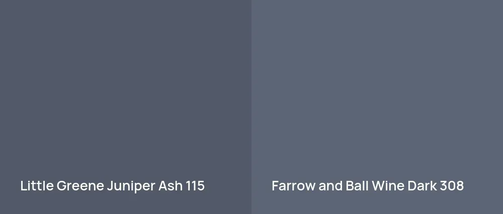 Little Greene Juniper Ash 115 vs Farrow and Ball Wine Dark 308