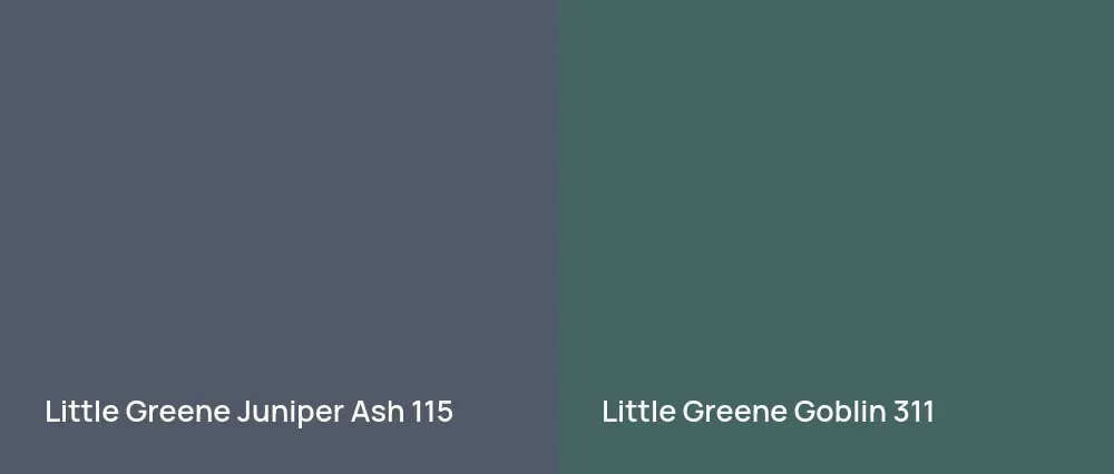 Little Greene Juniper Ash 115 vs Little Greene Goblin 311