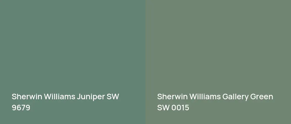 Sherwin Williams Juniper SW 9679 vs Sherwin Williams Gallery Green SW 0015