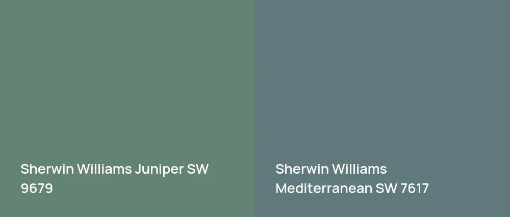 Sherwin Williams Juniper SW 9679 vs Sherwin Williams Mediterranean SW 7617