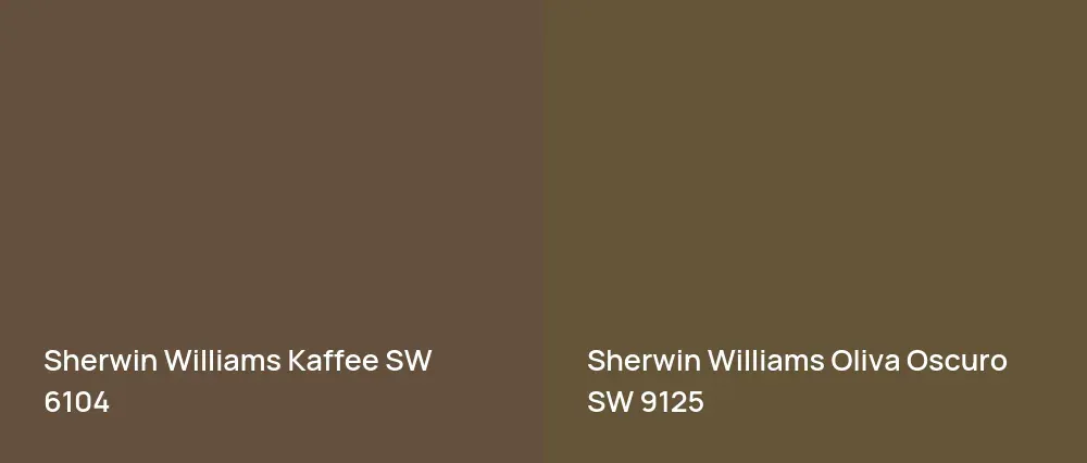 Sherwin Williams Kaffee SW 6104 vs Sherwin Williams Oliva Oscuro SW 9125