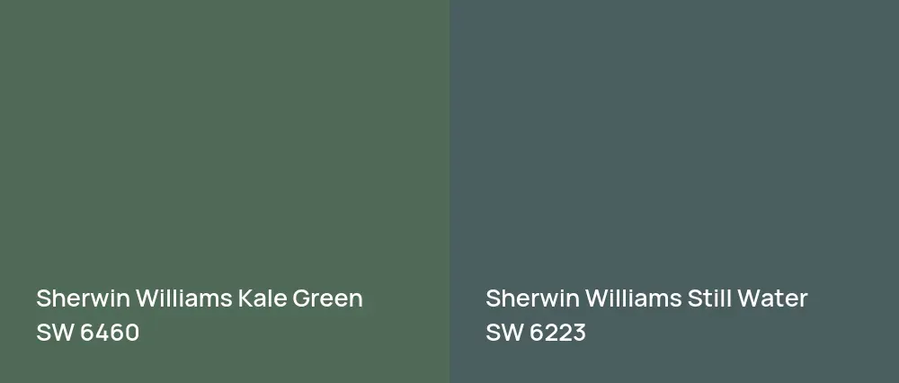 Sherwin Williams Kale Green SW 6460 vs Sherwin Williams Still Water SW 6223