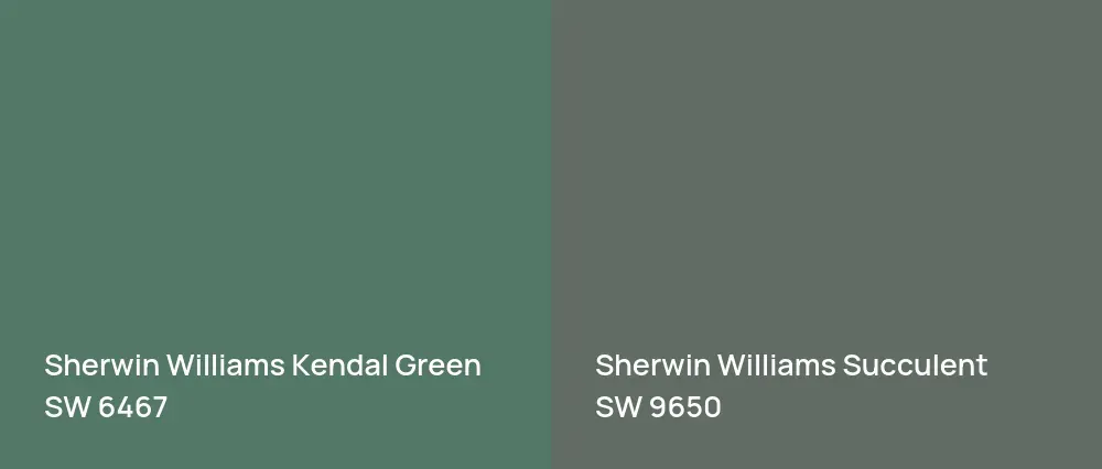 Sherwin Williams Kendal Green SW 6467 vs Sherwin Williams Succulent SW 9650