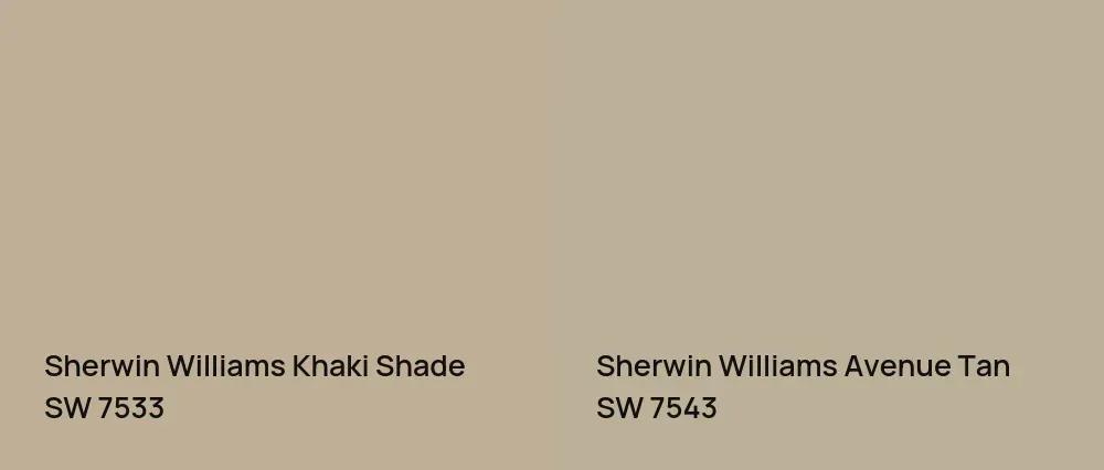 Sherwin Williams Khaki Shade SW 7533 vs Sherwin Williams Avenue Tan SW 7543