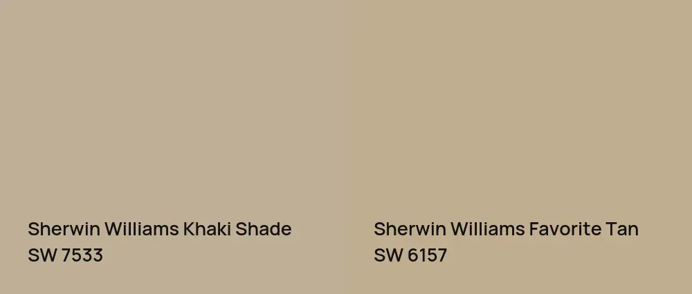 Sherwin Williams Khaki Shade SW 7533 vs Sherwin Williams Favorite Tan SW 6157