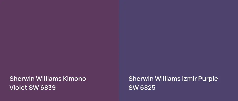 Sherwin Williams Kimono Violet SW 6839 vs Sherwin Williams Izmir Purple SW 6825