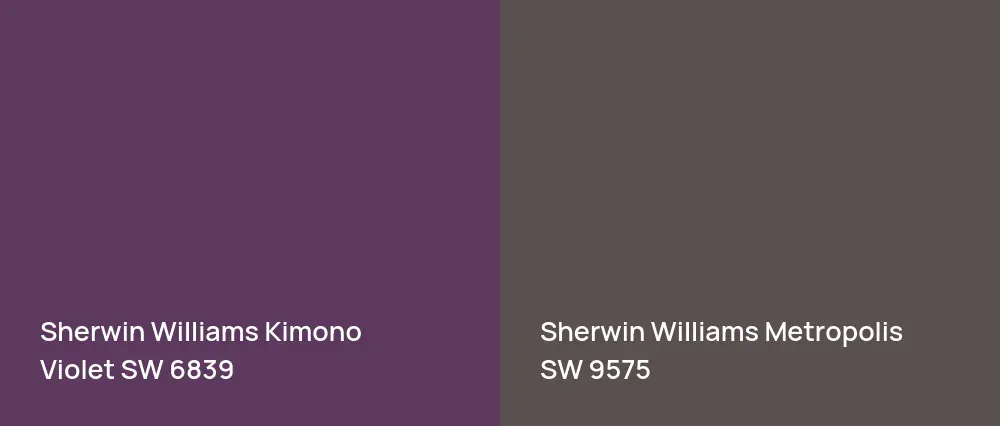 Sherwin Williams Kimono Violet SW 6839 vs Sherwin Williams Metropolis SW 9575