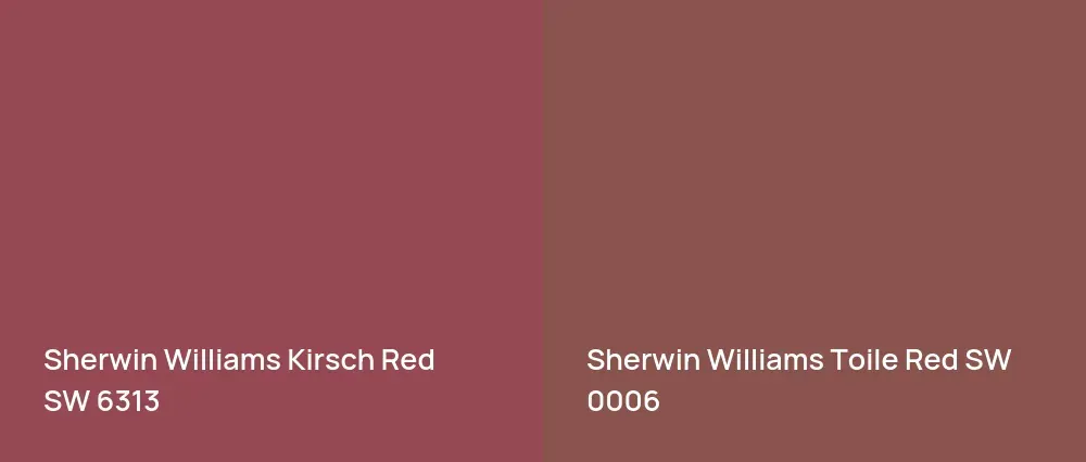 Sherwin Williams Kirsch Red SW 6313 vs Sherwin Williams Toile Red SW 0006