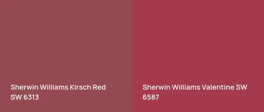 Sherwin Williams Kirsch Red SW 6313 vs Sherwin Williams Valentine SW 6587