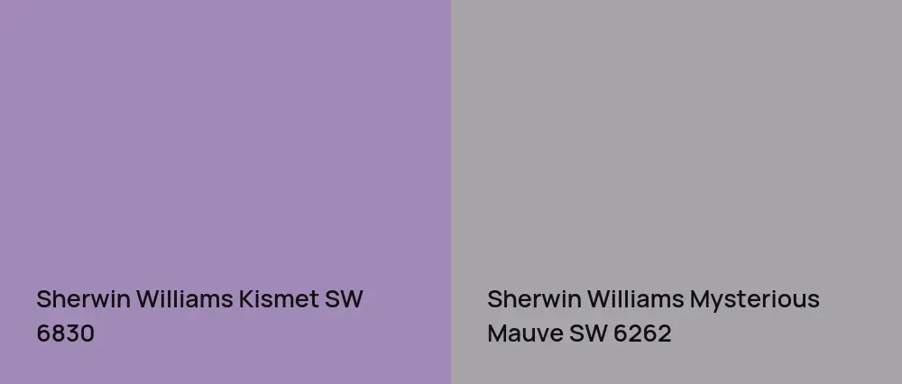 Sherwin Williams Kismet SW 6830 vs Sherwin Williams Mysterious Mauve SW 6262