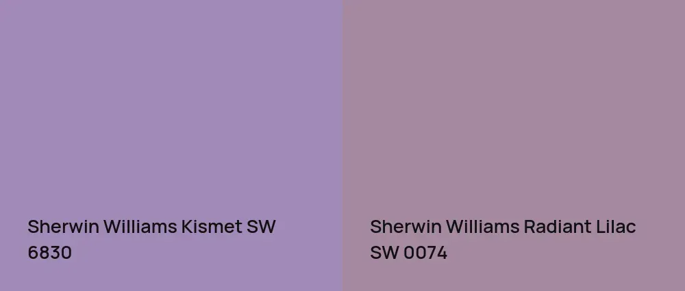 Sherwin Williams Kismet SW 6830 vs Sherwin Williams Radiant Lilac SW 0074