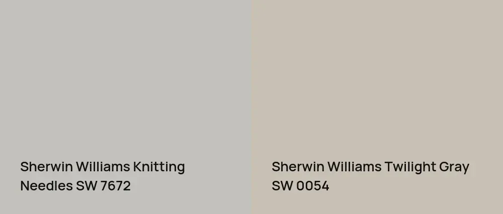 Sherwin Williams Knitting Needles SW 7672 vs Sherwin Williams Twilight Gray SW 0054