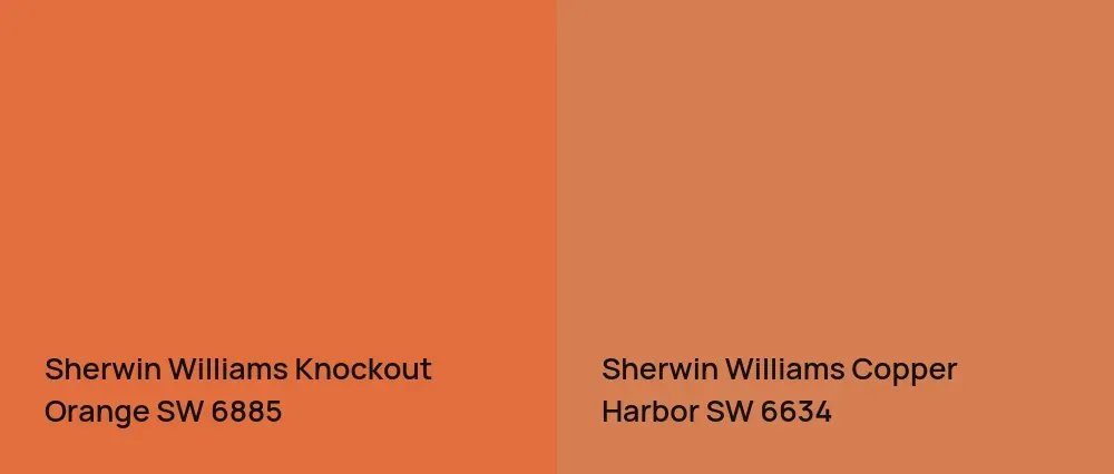 Sherwin Williams Knockout Orange SW 6885 vs Sherwin Williams Copper Harbor SW 6634