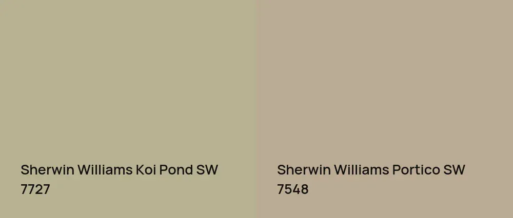 Sherwin Williams Koi Pond SW 7727 vs Sherwin Williams Portico SW 7548