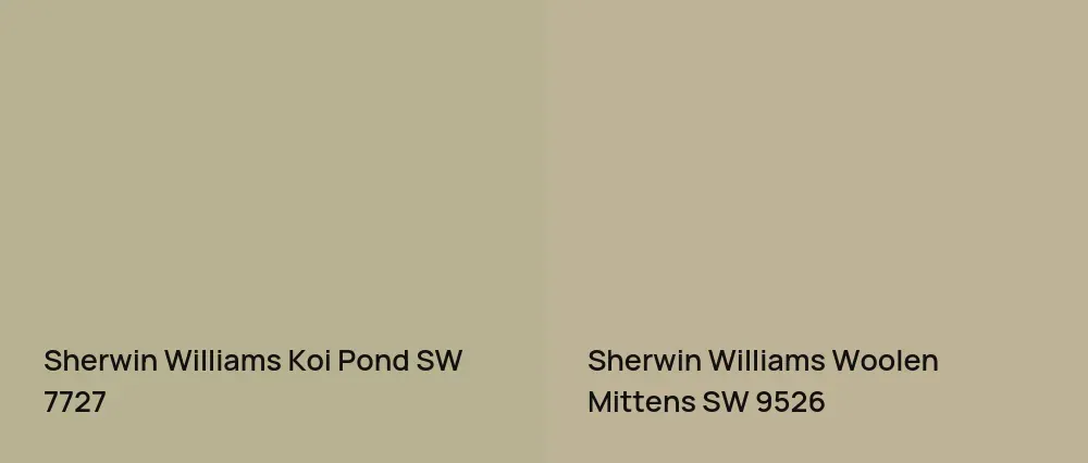 Sherwin Williams Koi Pond SW 7727 vs Sherwin Williams Woolen Mittens SW 9526