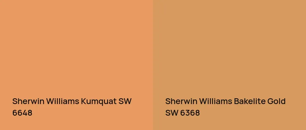 Sherwin Williams Kumquat SW 6648 vs Sherwin Williams Bakelite Gold SW 6368