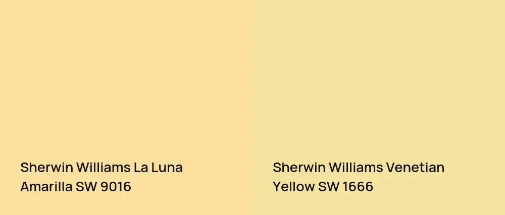 Sherwin Williams La Luna Amarilla SW 9016 vs Sherwin Williams Venetian Yellow SW 1666