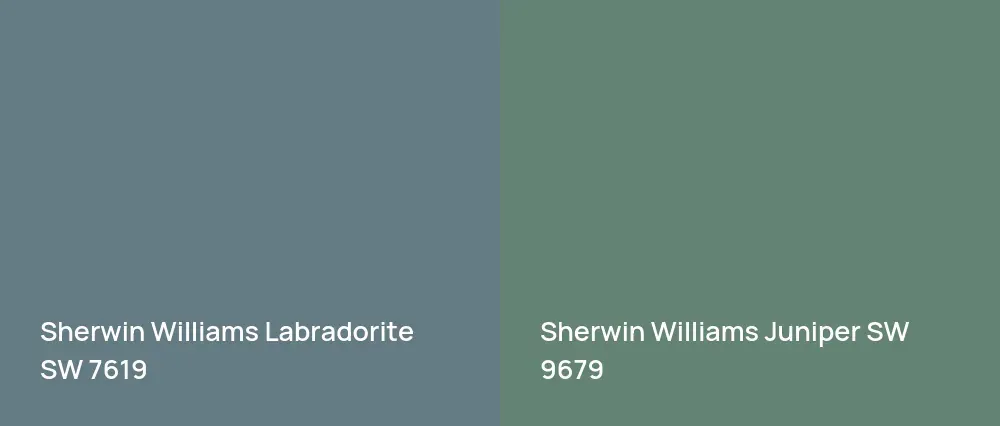 Sherwin Williams Labradorite SW 7619 vs Sherwin Williams Juniper SW 9679