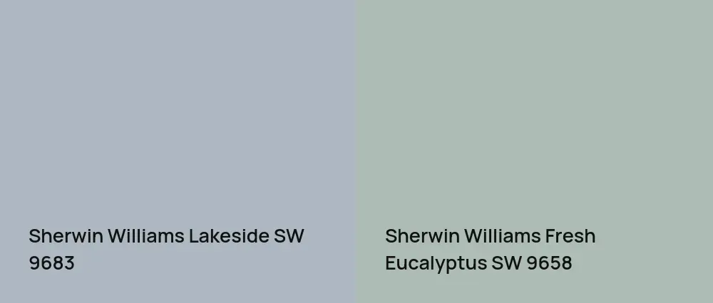 Sherwin Williams Lakeside SW 9683 vs Sherwin Williams Fresh Eucalyptus SW 9658
