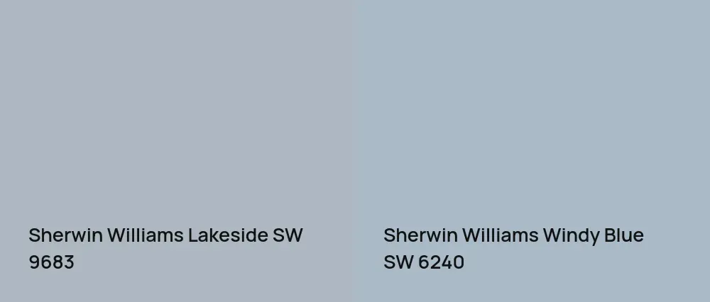 Sherwin Williams Lakeside SW 9683 vs Sherwin Williams Windy Blue SW 6240