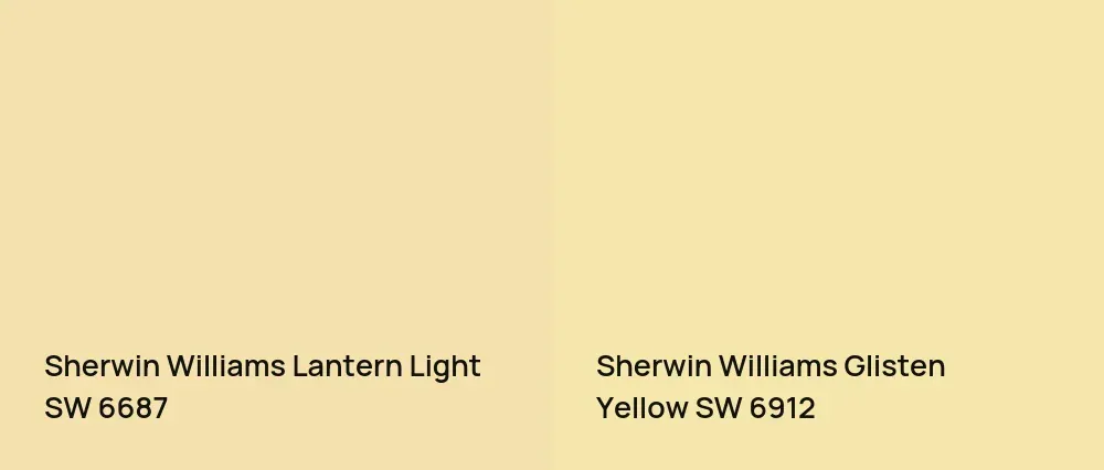 Sherwin Williams Lantern Light SW 6687 vs Sherwin Williams Glisten Yellow SW 6912