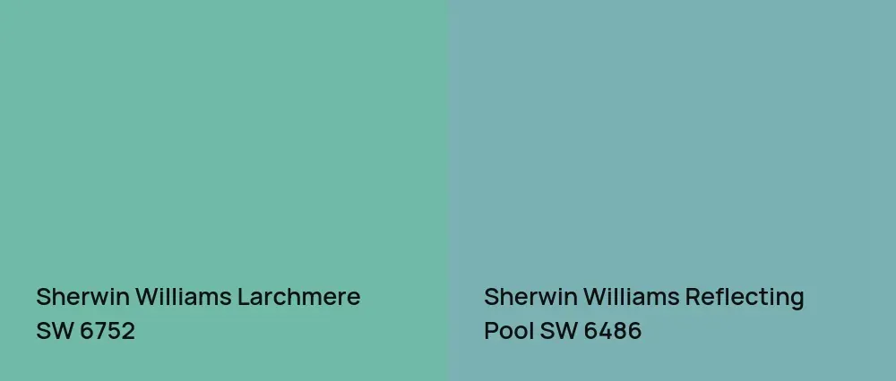 Sherwin Williams Larchmere SW 6752 vs Sherwin Williams Reflecting Pool SW 6486