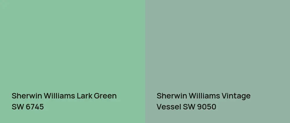 Sherwin Williams Lark Green SW 6745 vs Sherwin Williams Vintage Vessel SW 9050