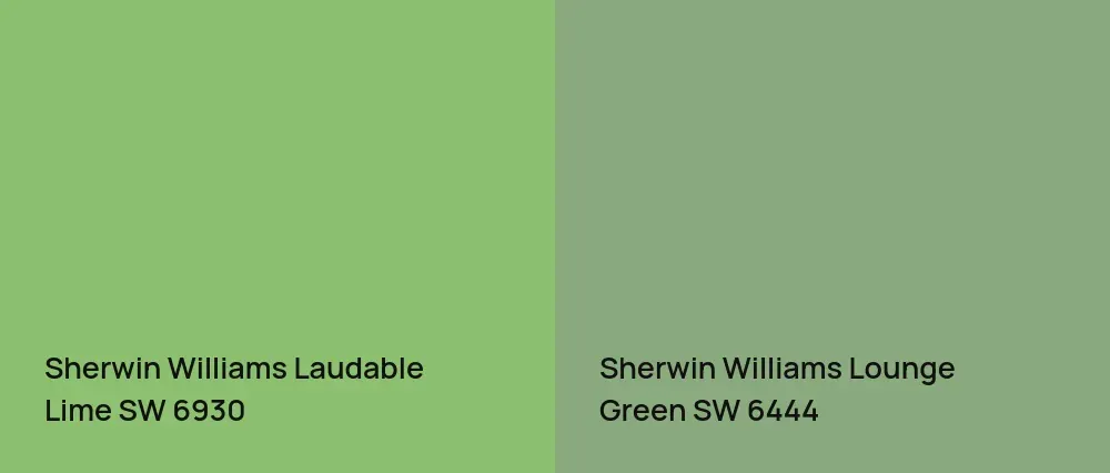 Sherwin Williams Laudable Lime SW 6930 vs Sherwin Williams Lounge Green SW 6444
