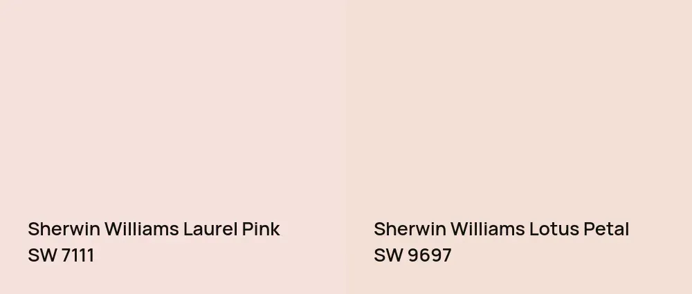 Sherwin Williams Laurel Pink SW 7111 vs Sherwin Williams Lotus Petal SW 9697