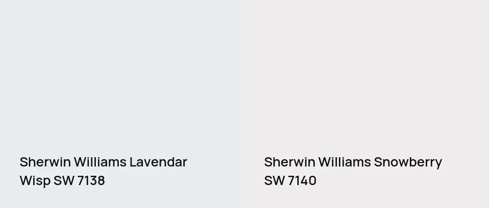 Sherwin Williams Lavendar Wisp SW 7138 vs Sherwin Williams Snowberry SW 7140