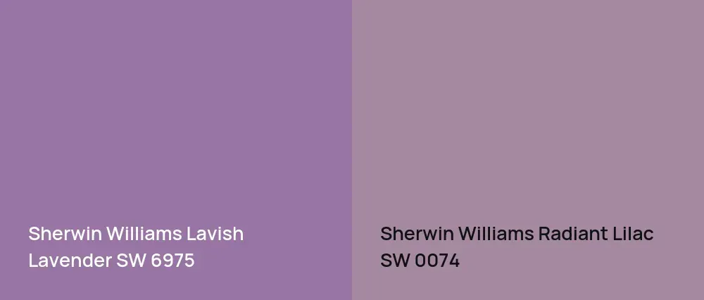 Sherwin Williams Lavish Lavender SW 6975 vs Sherwin Williams Radiant Lilac SW 0074