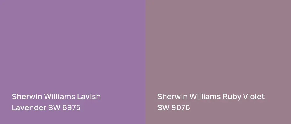 Sherwin Williams Lavish Lavender SW 6975 vs Sherwin Williams Ruby Violet SW 9076