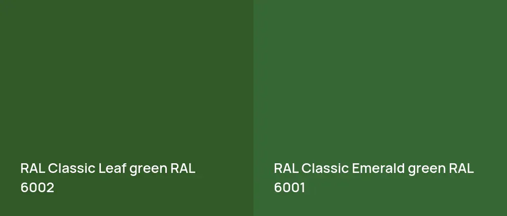 RAL Classic  Leaf green RAL 6002 vs RAL Classic  Emerald green RAL 6001