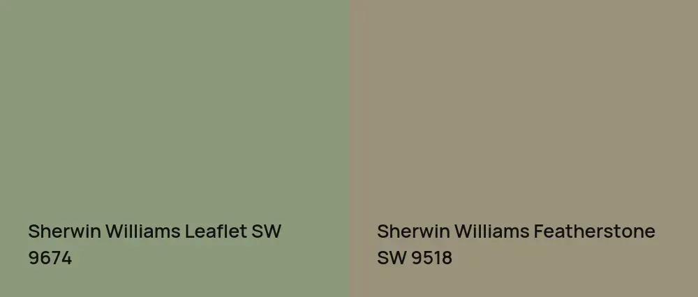 Sherwin Williams Leaflet SW 9674 vs Sherwin Williams Featherstone SW 9518
