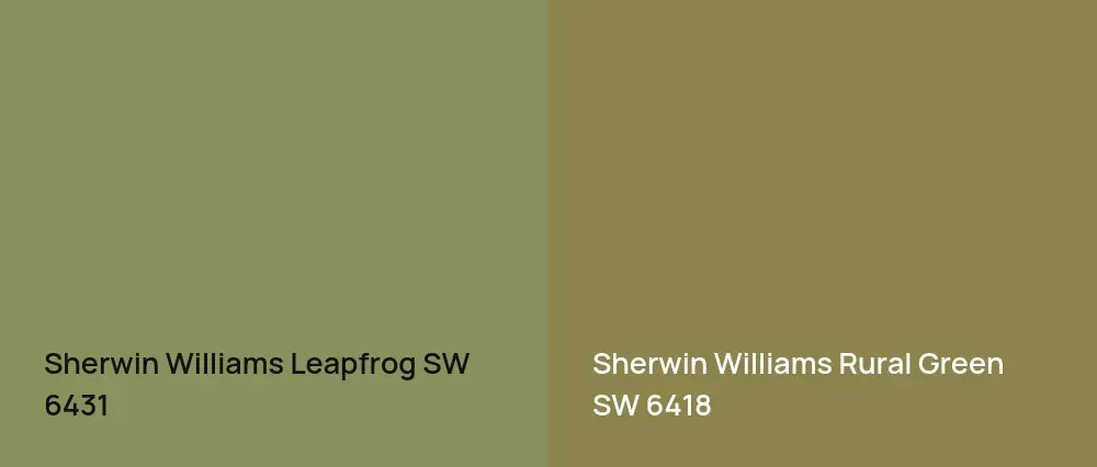 Sherwin Williams Leapfrog SW 6431 vs Sherwin Williams Rural Green SW 6418